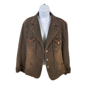 Bianca Women's Brown Denim
Long Sleeve Button Up Jean jacket